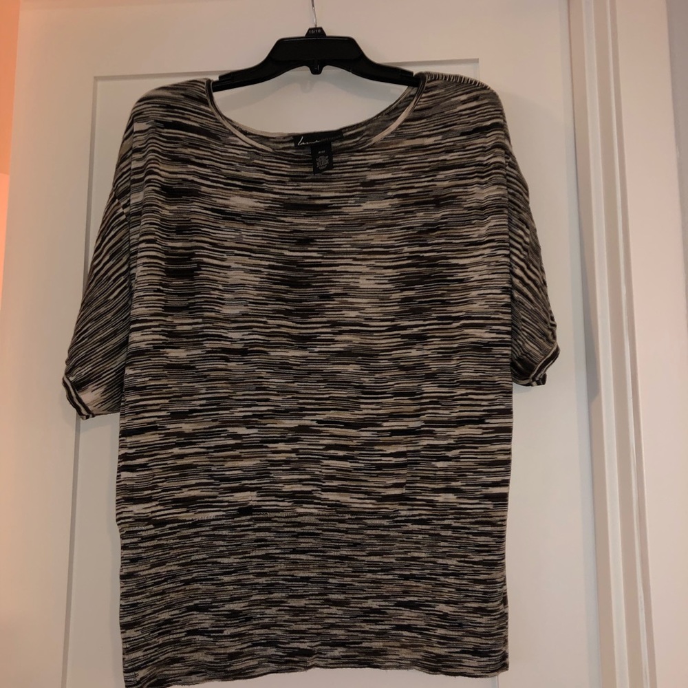 Lane Bryant stretchy, stripy short sleeve blouse
